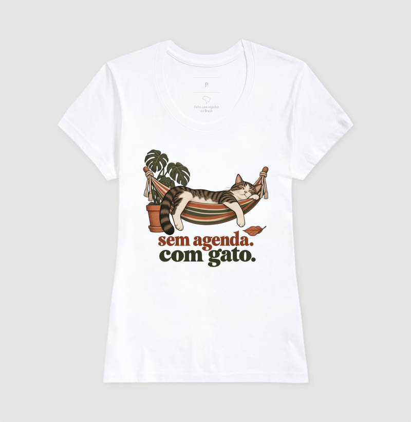 Camiseta Gato Descanso "sem agenda. com gato." | Pelo & Pano - Imagem 5