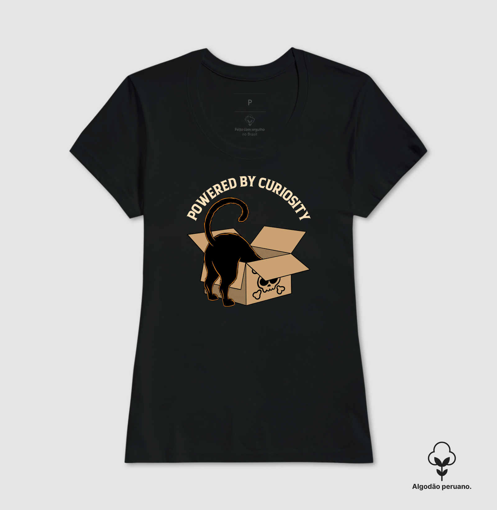 Camiseta Algodão Peruano Curiosidade do Gato - Imagem 3
