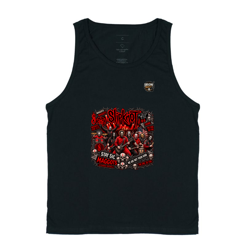 Camiseta Regata Nu Metal Rock com Estampa Slipknot, Skull e Visual Dark - Imagem 3