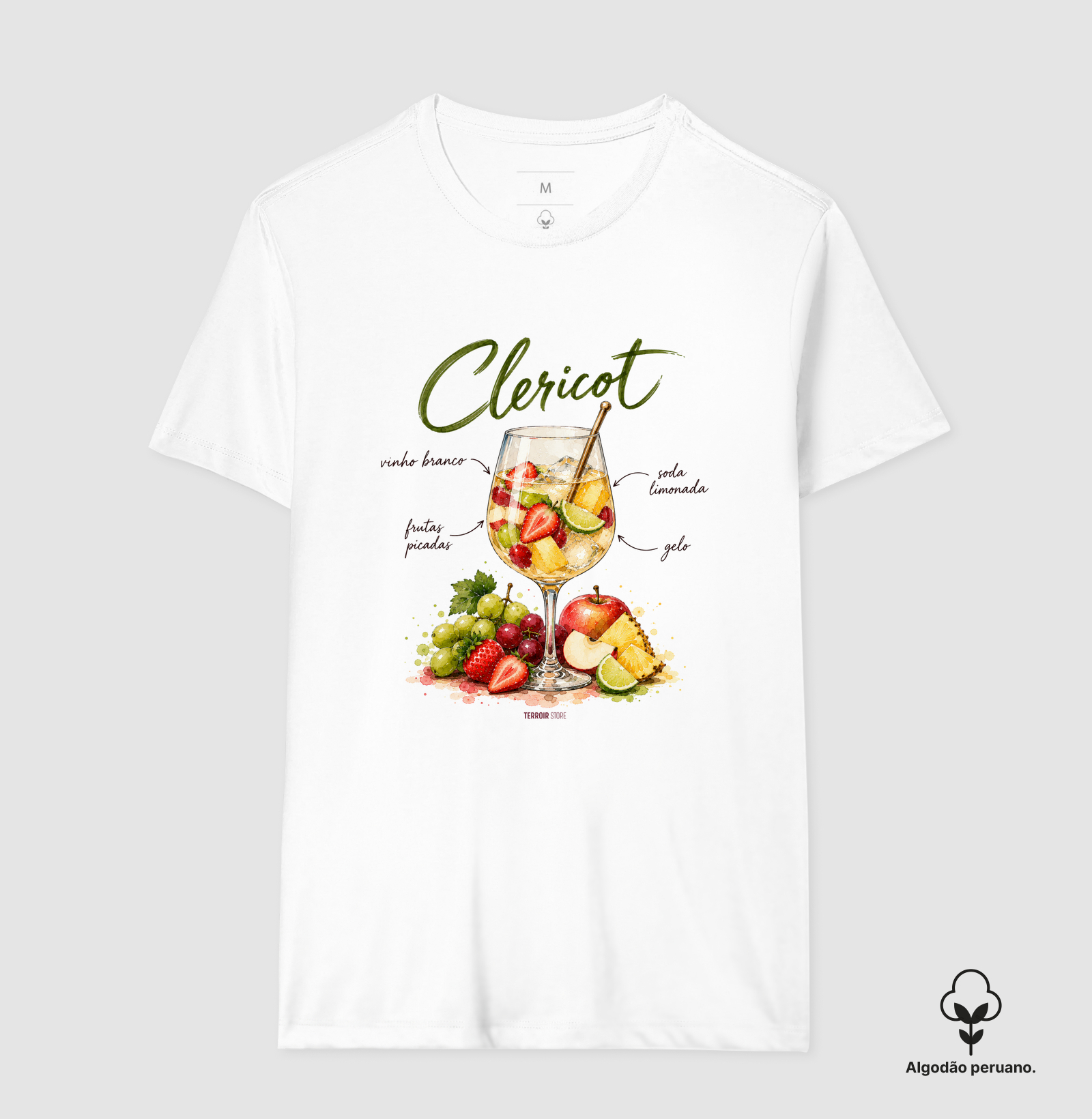 Camiseta Algodão Peruano Clericot – Drink com Vinho Branco e Frutas - Imagem 4