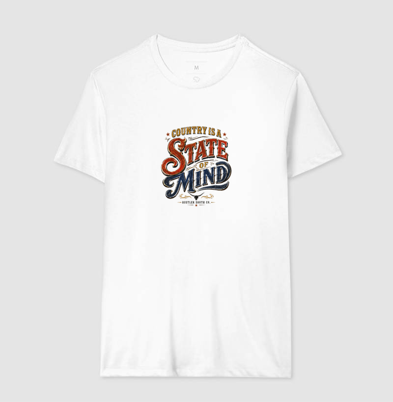 Camiseta Country Is a State of Mind – Western Lettering Color