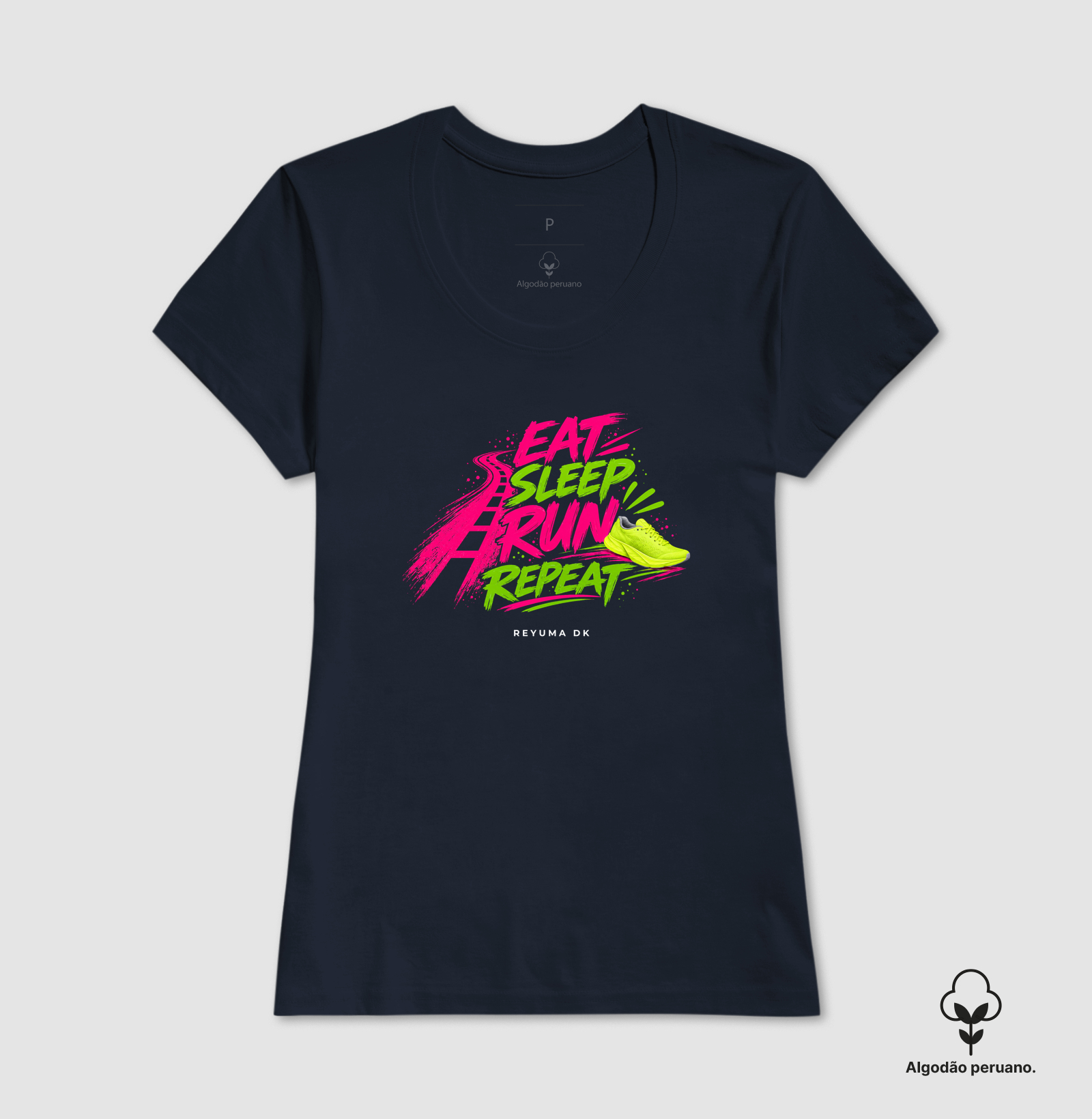 Camiseta Masculina, Feminina, Babylook e Unissex de Algodão Peruano Corrida "Eat, Sleep, Run, Repeat"  - Imagem 7