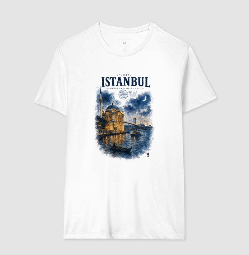 Camiseta Istanbul Turkey Where East Meets West | Aquarela Mesquita Bósforo | Colecao Fashion Travel - Imagem 7