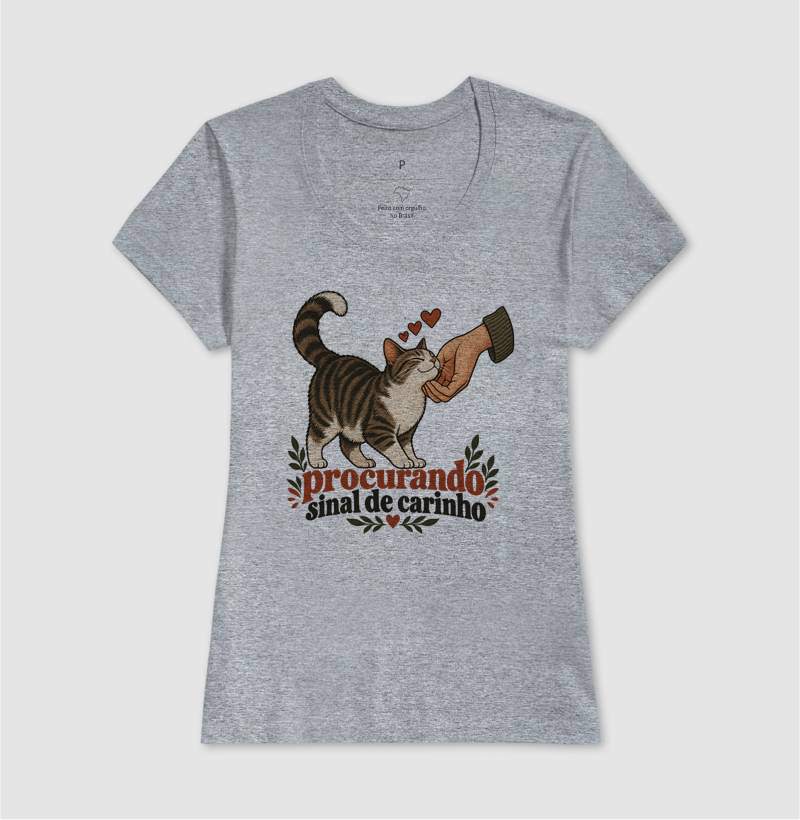 Camiseta Gato Carinho "procurando sinal de carinho" | Pelo & Pano - Imagem 9