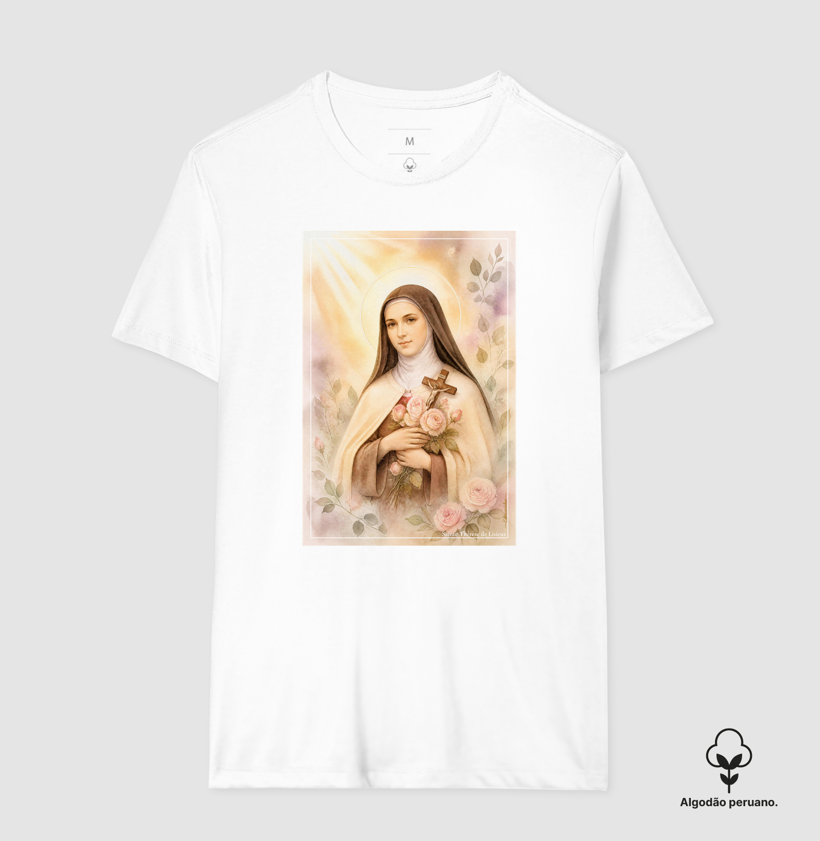 Santa Teresinha do Menino Jesus - Arte em Aquarela com Rosas - Imagem 4