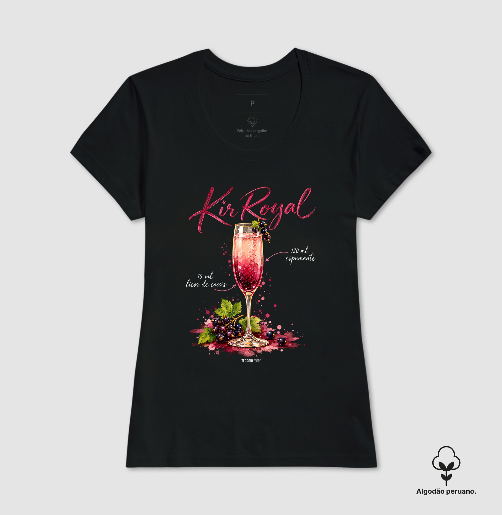 Camiseta Algodão Peruano Kir Royal – Drink com Espumante e Licor de Cassis - Imagem 4