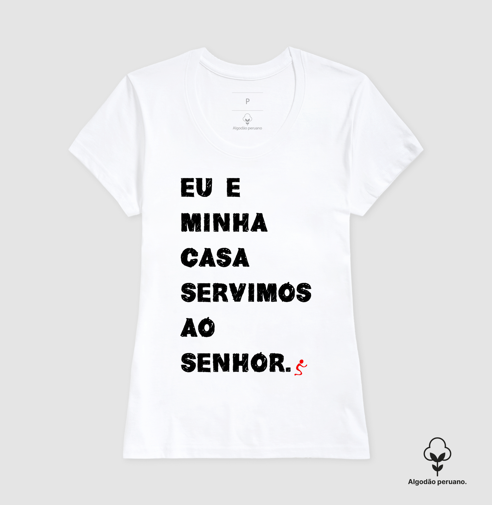 Camiseta Algodão Peruano Cristã Eu e Minha Casa - Imagem 3