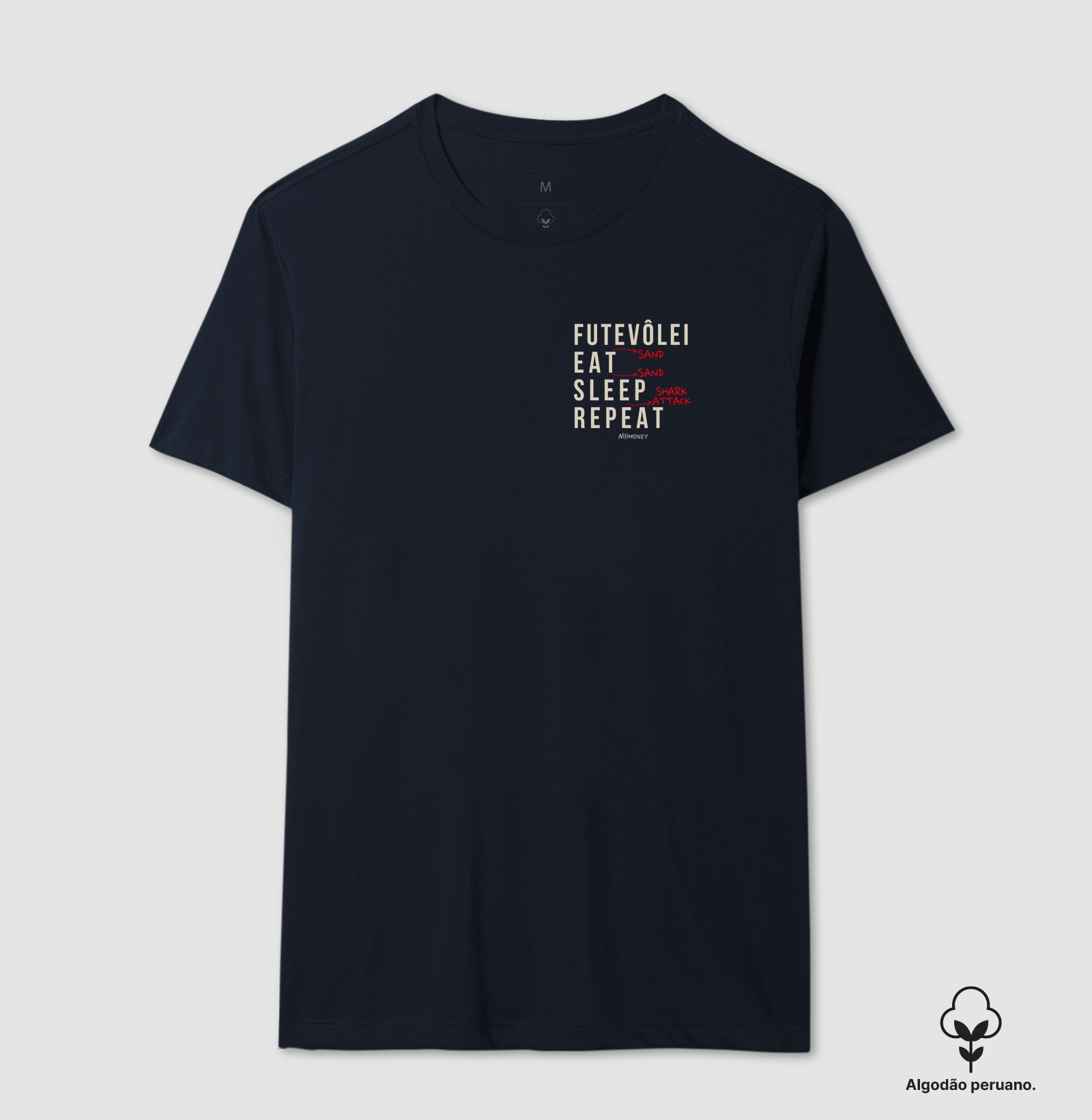 Camiseta Futevôlei (Sand). Eat. Sleep. Repeat. - Algodão Peruano - Imagem 3