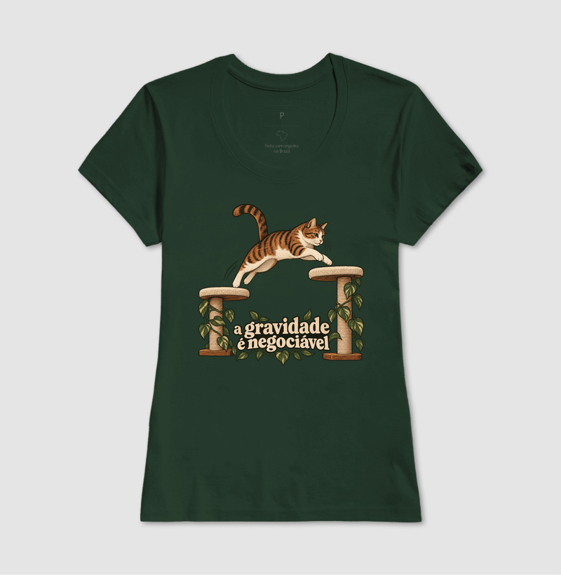 Camiseta Gato Salto "a gravidade é negociável" | Pelo & Pano - Imagem 13