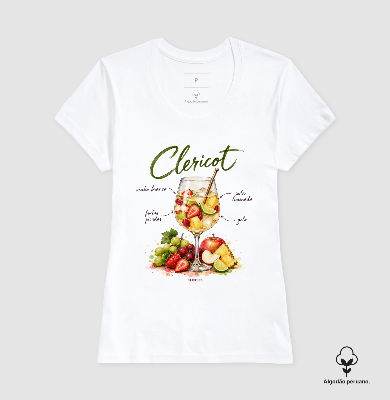 Camiseta Algodão Peruano Clericot – Drink com Vinho Branco e Frutas - Imagem 2