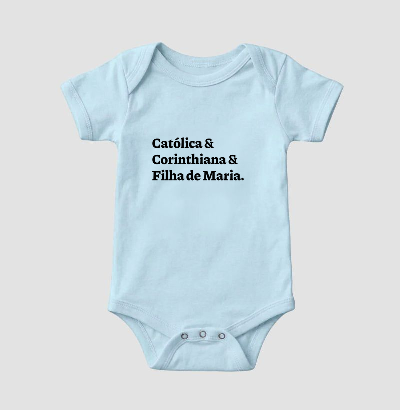Católica & Corinthiana & Filha de Maria - Body Infantil - Imagem 3