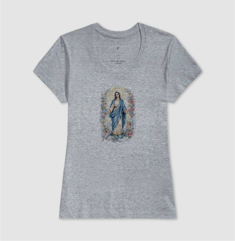 Camiseta Nossa Senhora das Graças - Raios de Luz e Anjos - Imagem 5