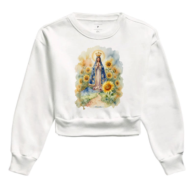 Nossa Senhora e Girassóis - Estilo Aquarela - Imagem 2