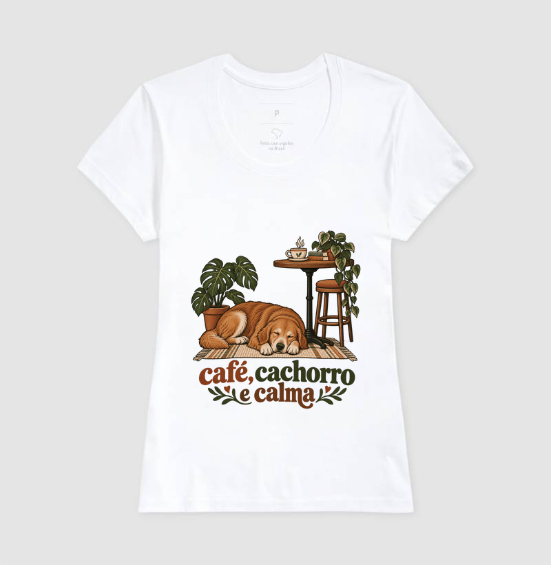 Camiseta Cachorro Café "café, cachorro e calma" | Pelo & Pano - Imagem 5
