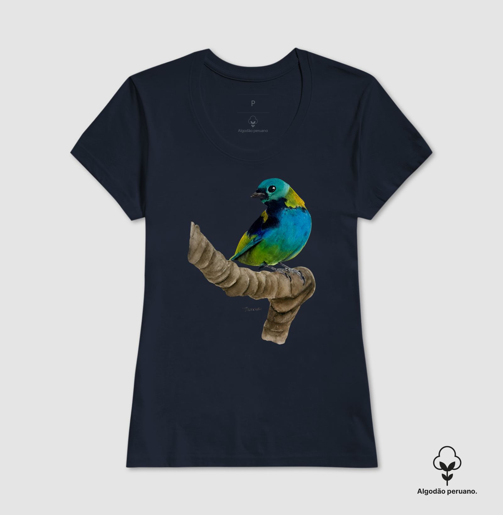 Camiseta Saíra-Sete-Cores – Aves do Brasil - Algodão Peruano - Imagem 9