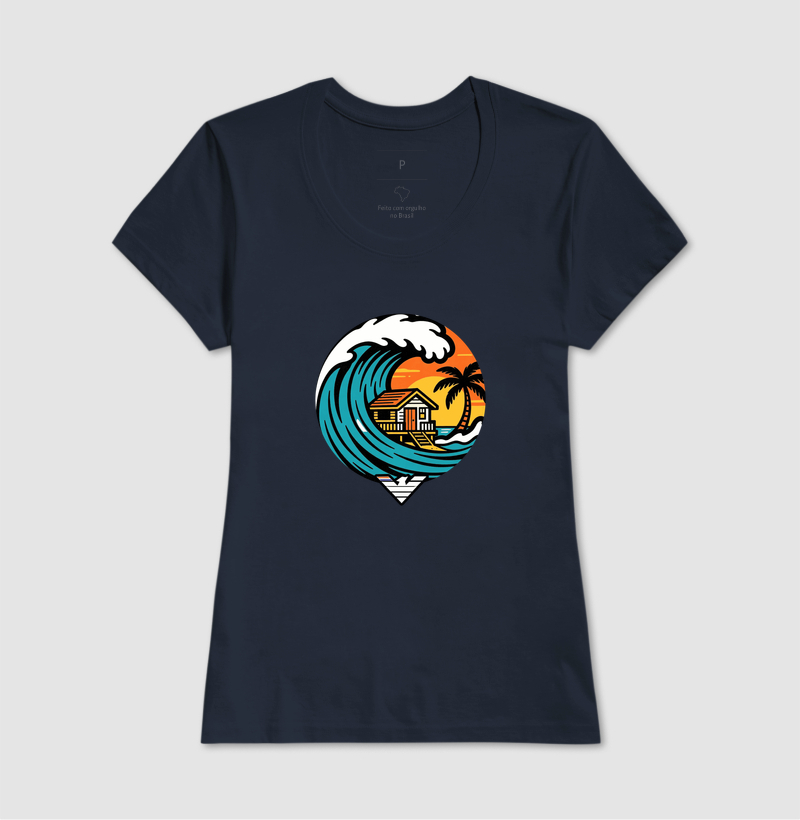 Paraíso no mar - estampa exclusiva.  Sente a brisa, ouça o som das ondas e leve a vibe do paraíso pra onde você for! Mais que uma camiseta - é levar o paraíso com você todo dia. - Imagem 7