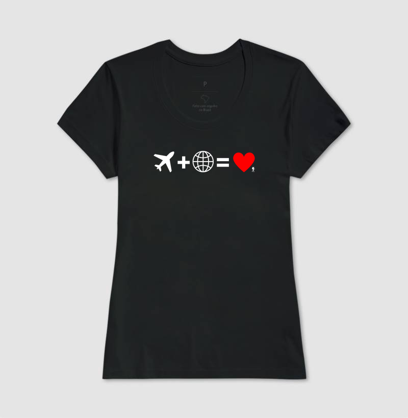 Camiseta Aviao Mais Mundo Igual Amor | Equacao Viagem Minimalista | Colecao Viciados em Viagem - Imagem 6