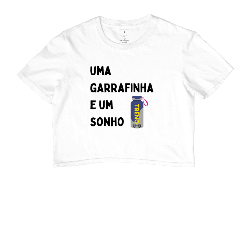 Uma Garrafinha e um Sonho - TRENO | Cropped Fitness Feminino - Imagem 3