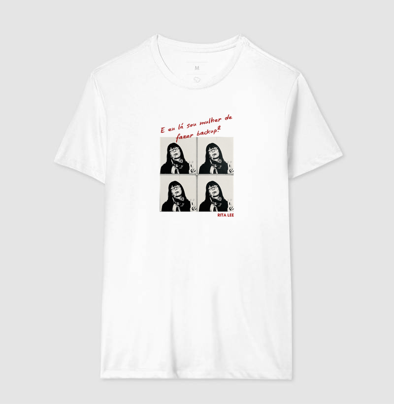 Camiseta Feminina Eu Lá Sou Mulher de Fazer Backup Frase Engraçada Pop Art Estampa Unissex - Imagem 4