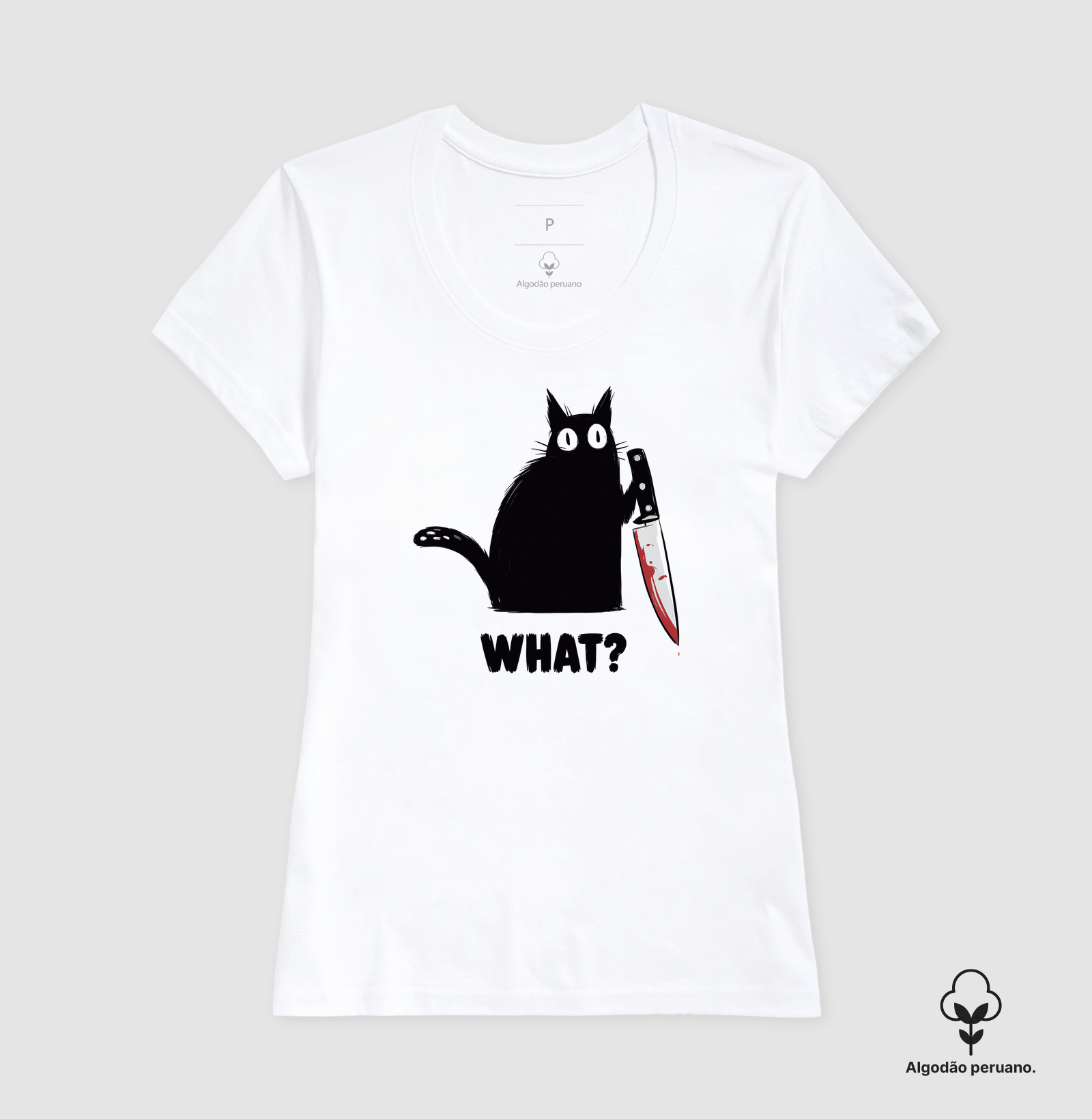 Camiseta Algodão Peruano Gato Surpreso - Imagem 3