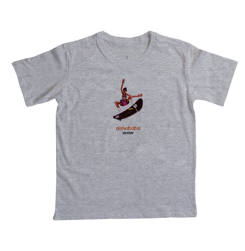 Camiseta Aimobaba Skater infantil cinza mescla