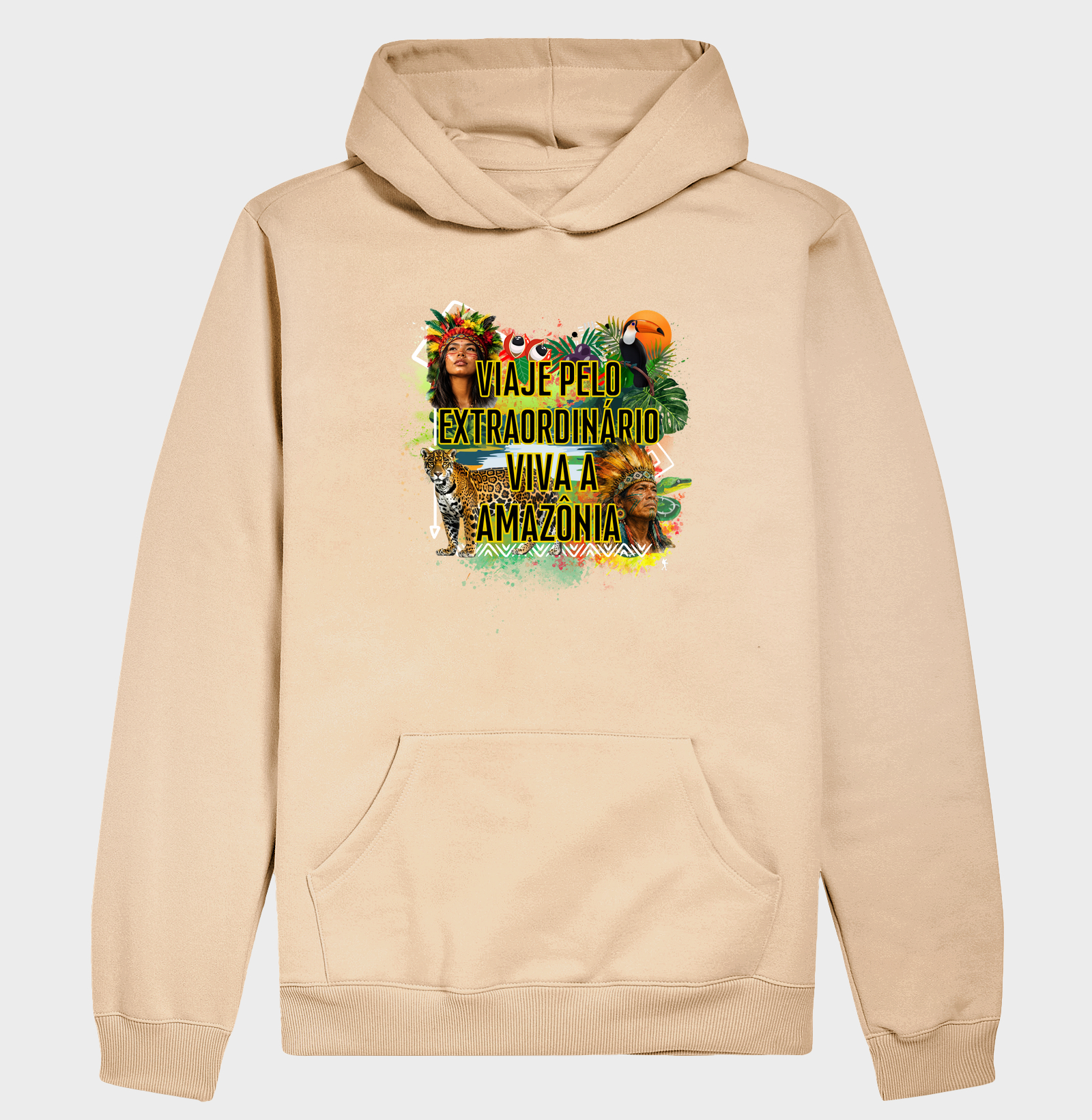 Camiseta Viaje pelo Extraordinario Viva a Amazonia | Onca Tucano Indigena | Colecao Viciados em Viagem - Imagem 5