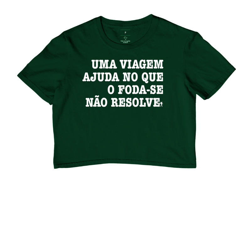 Camiseta Uma Viagem Ajuda no que o Foda-se Nao Resolve | Humor Viagem Bold | Colecao Viciados em Viagem - Imagem 5