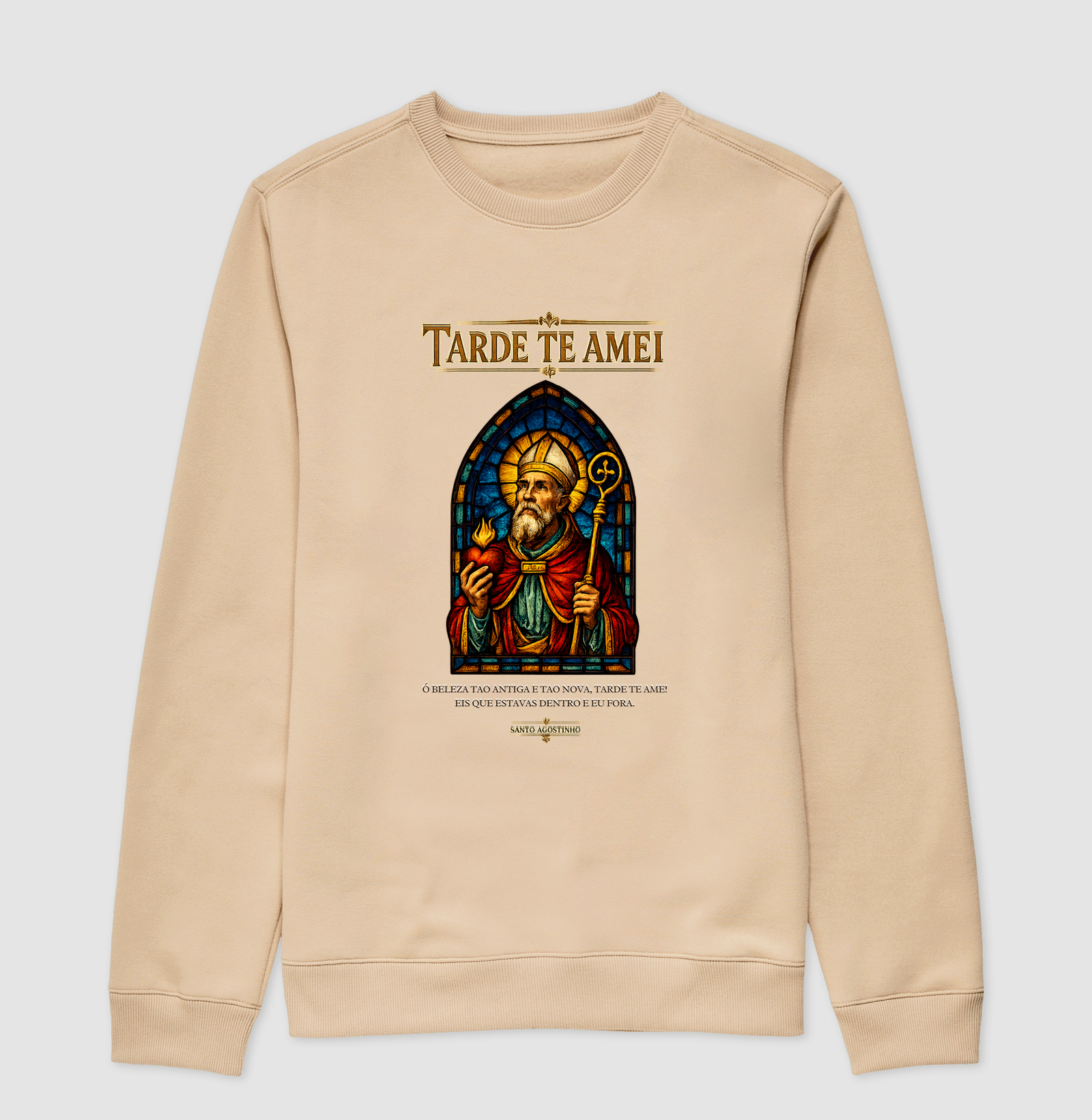 Suéter Moletom Santo Agostinho Vitral Tarde te Amei - Imagem 3