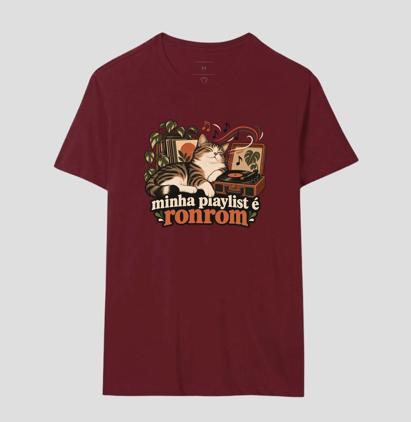 Camiseta Gato Música "minha playlist é ronrom" | Pelo & Pano - Imagem 18