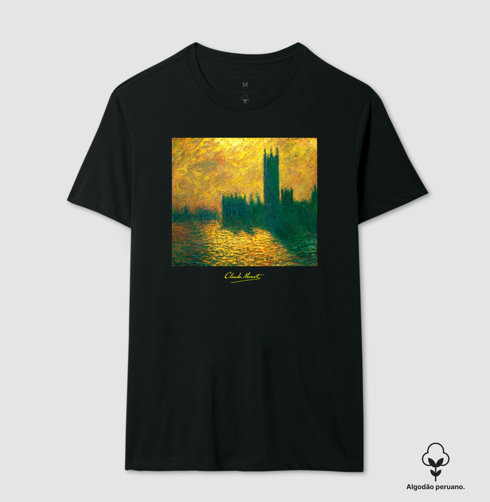 Camiseta Claude Monet – The Houses of Parliament Londres Algodão Peruano  - Imagem 2