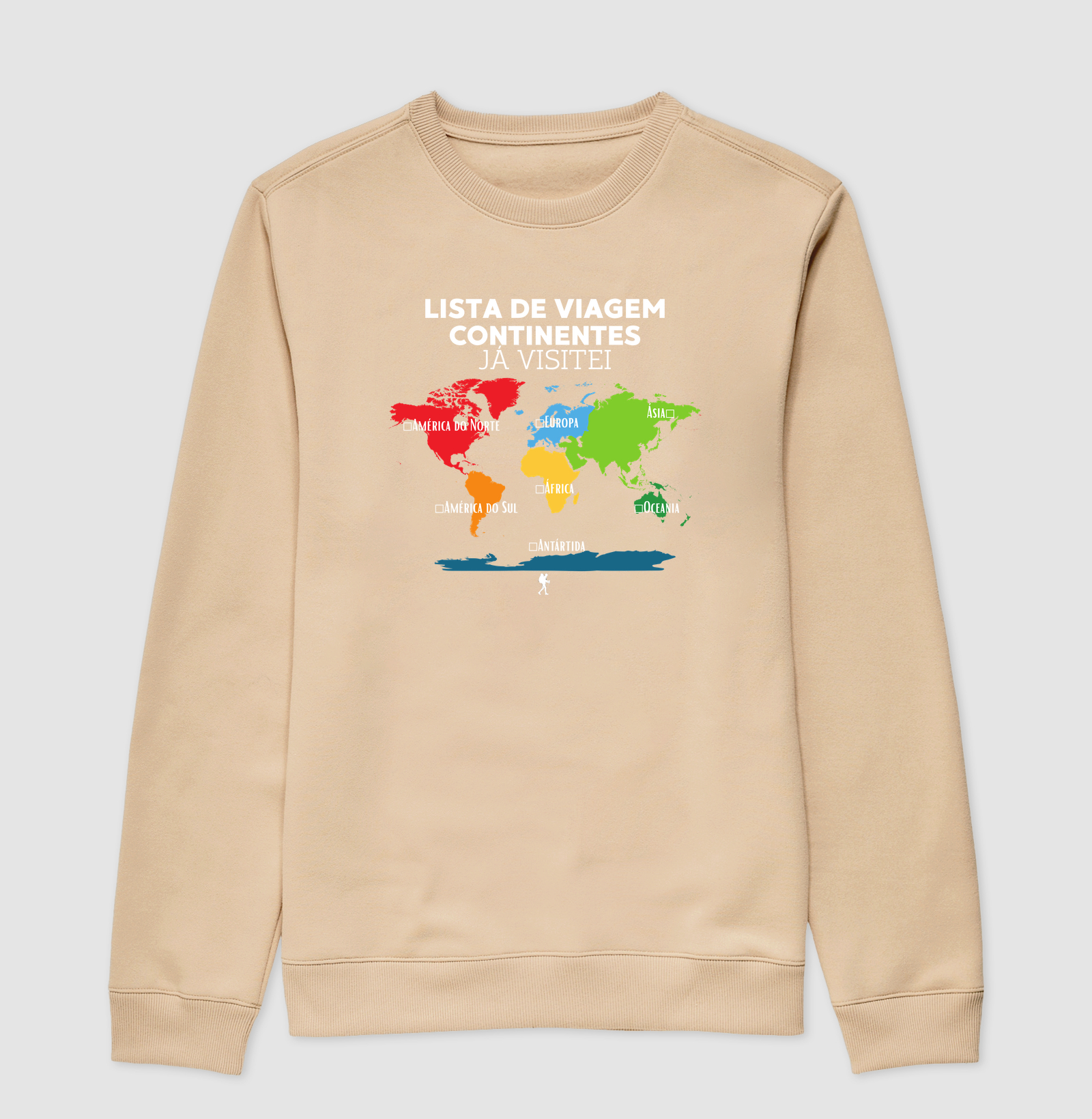 Camiseta Lista de Viagem Continentes Ja Visitei | Mapa Mundi Auto Personalizavel | Colecao Personalizaveis - Imagem 3
