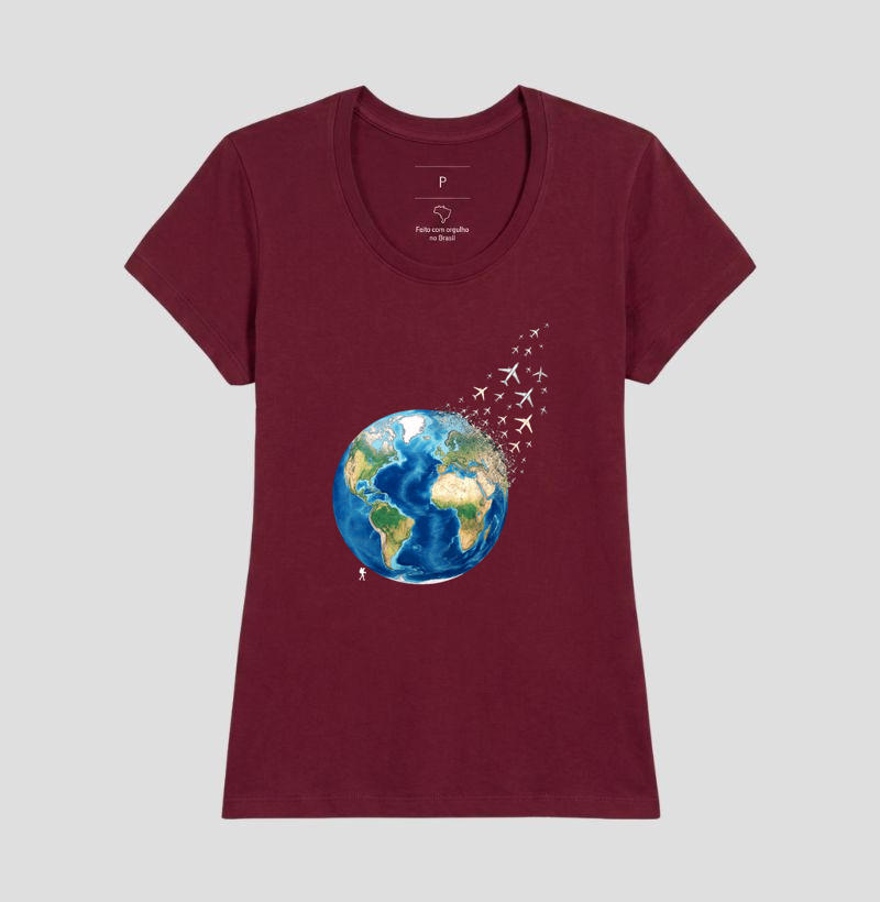 Camiseta Globo Terrestre Avioes Dispersos | Arte 3D Viagem Mundo | Colecao Viciados em Viagem - Imagem 22