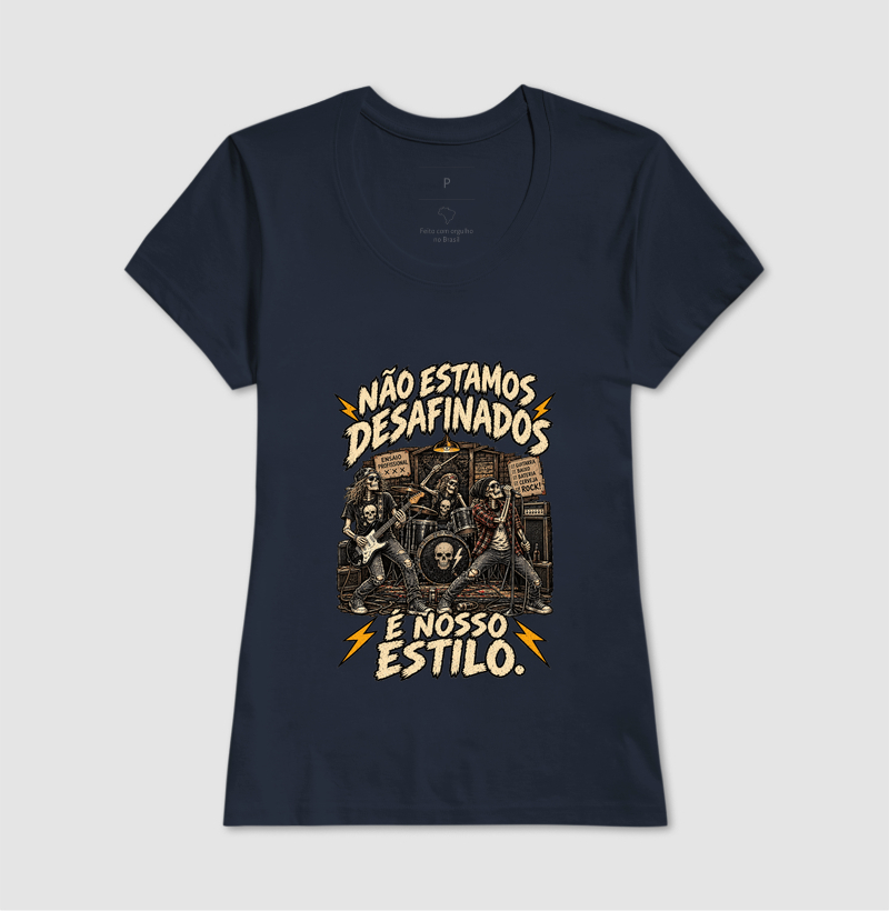 Camiseta Rock Não Estamos Desafinados – Caveiras, Guitarra e Estilo Rock’n’Roll - Imagem 5