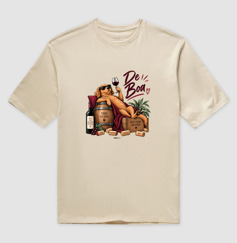 Camiseta Oversized “De Boa” Cachorro com Vinho – Lifestyle Relax - Imagem 3