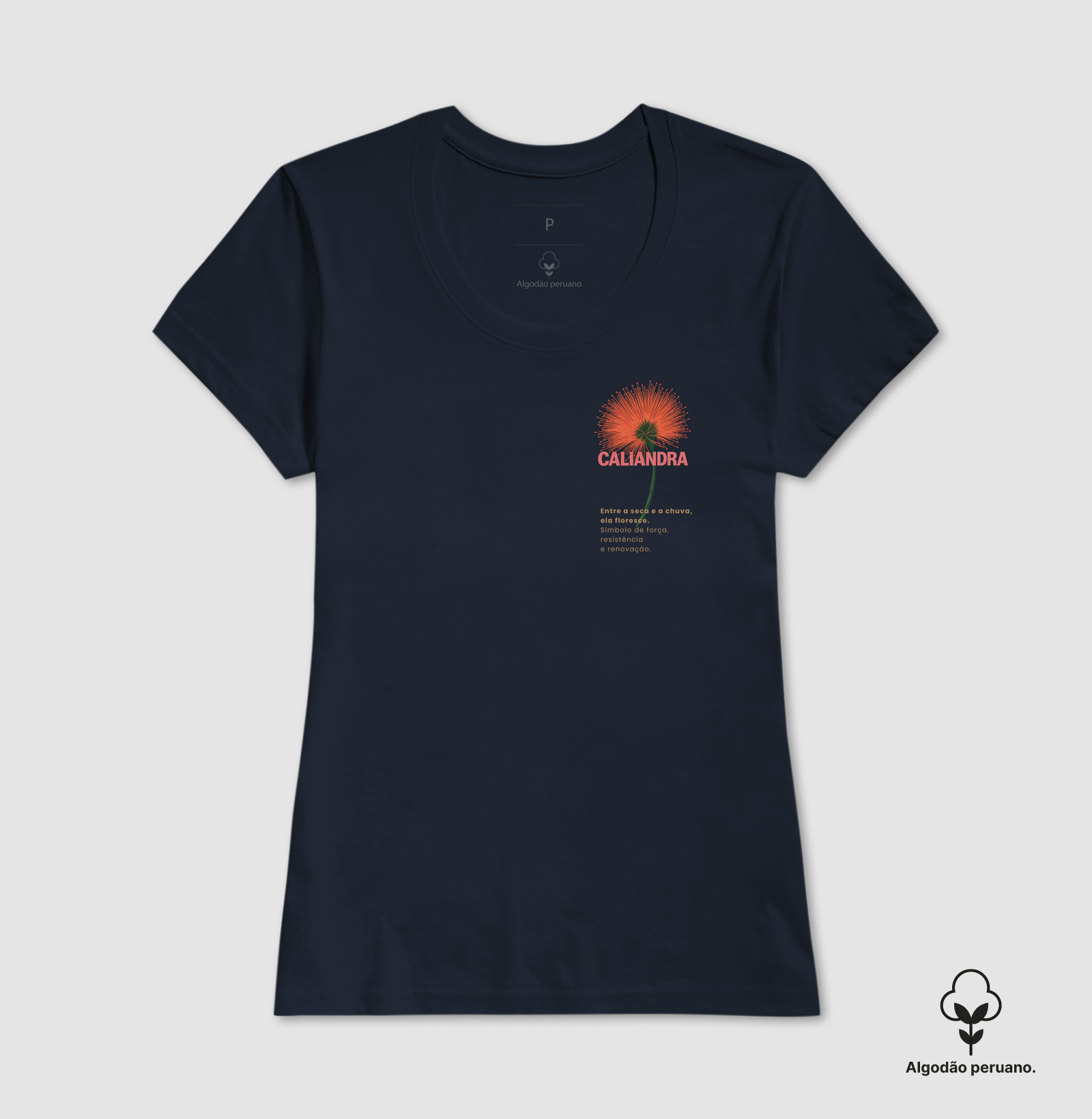 Camiseta Branca Caliandra Flor do Cerrado 100% Algodão - Imagem 8