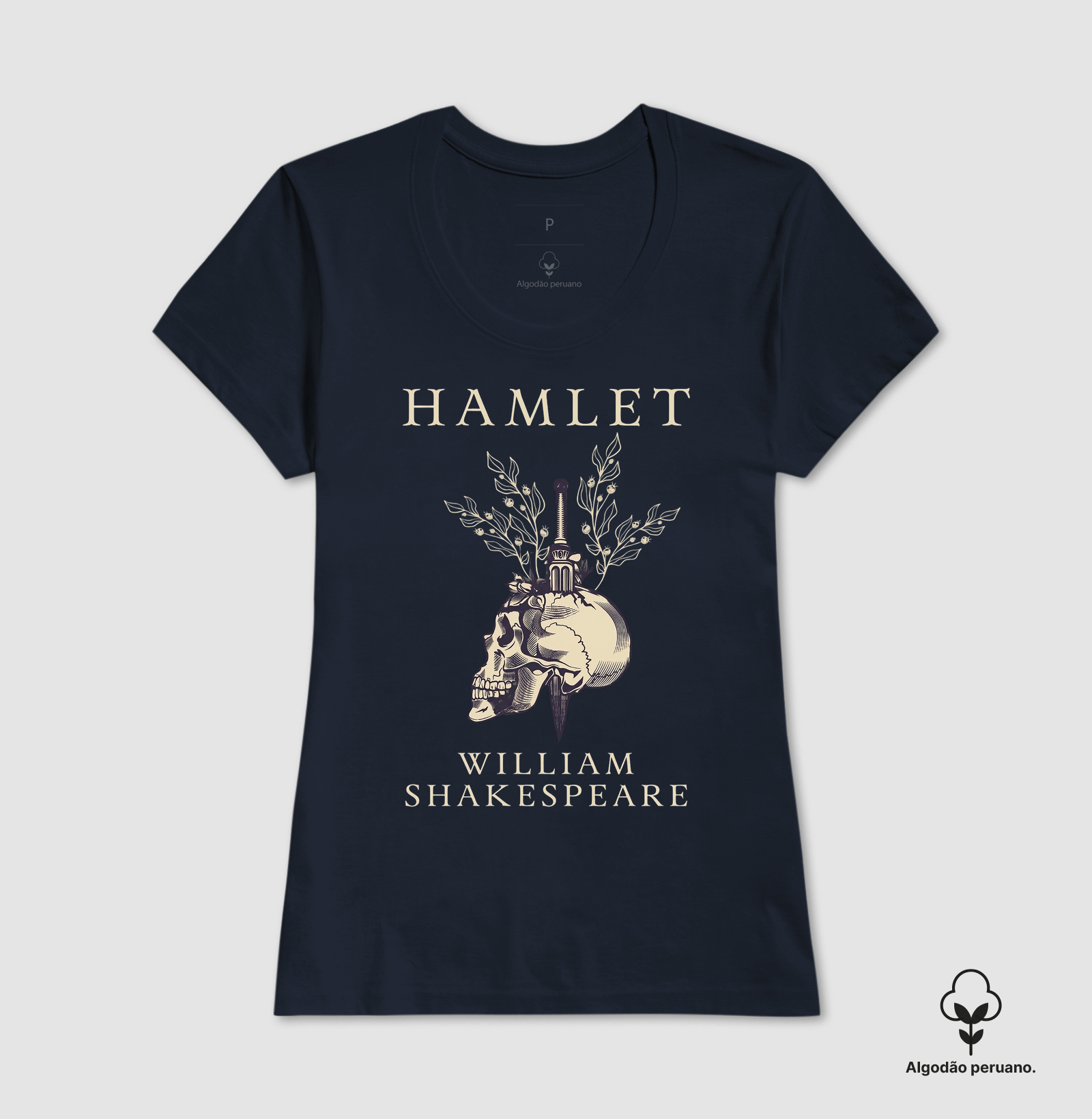 Camiseta Hamlet – William Shakespeare | Caveira de Yorick  | Algodão Peruano  - Imagem 2