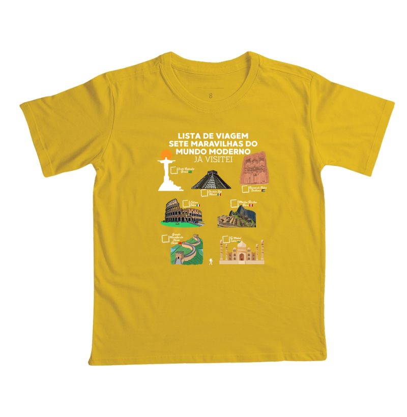 Camiseta Lista de Viagem Sete Maravilhas do Mundo Moderno | Marque as que Ja Visitou | Colecao Personalizaveis - Imagem 4