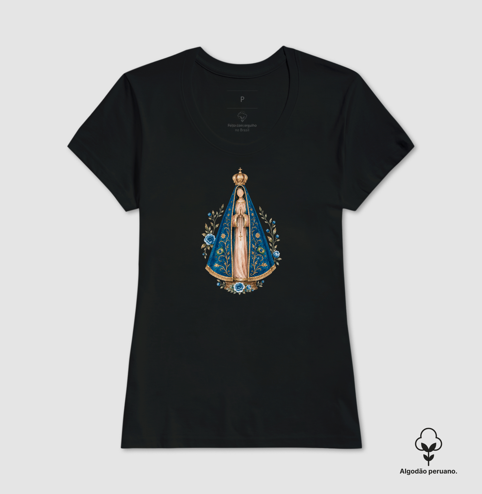 Tshirt N. Sra Aparecida Aquarela - Premium - Imagem 4