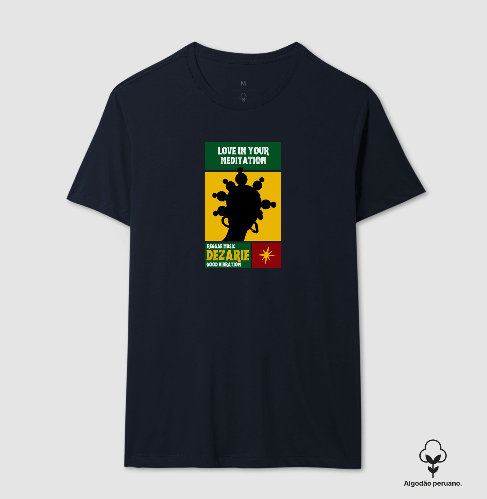 Camiseta Love In Your Meditation. Coleção Reggae.  Masculino e feminino. Algodão Peruano. - Imagem 4