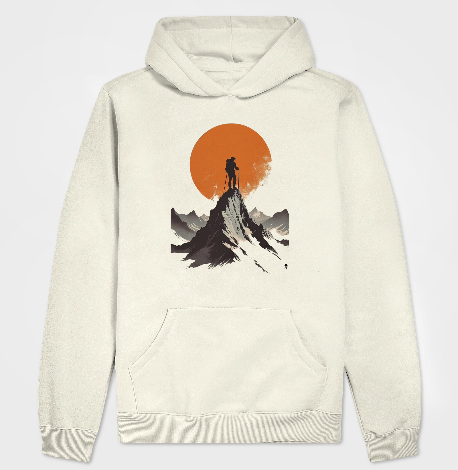 Camiseta Trilheiro no Topo da Montanha | Sol Laranja Silhueta Aventura | Colecao Fashion Travel - Imagem 3