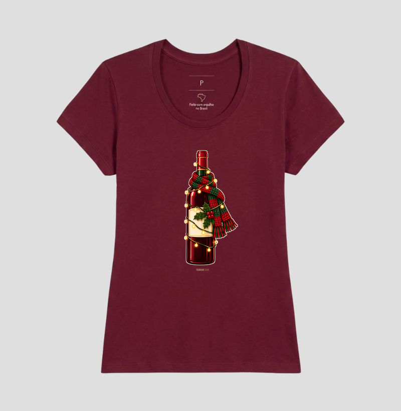 Camiseta Natal com Vinho – Garrafa de Cachecol e Pisca-Pisca - Imagem 19