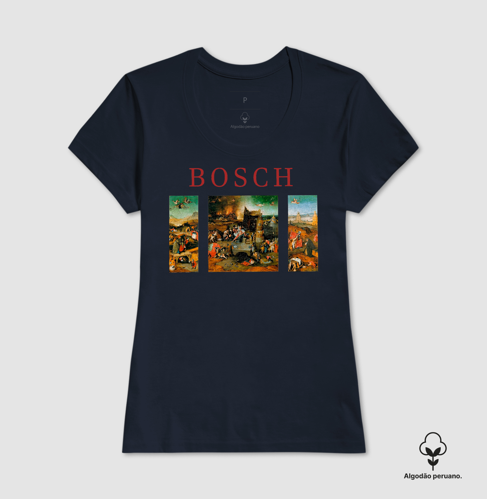 Camiseta Algodão Peruano Hieronymus Bosch As Tentações De Santo Antão - Imagem 7