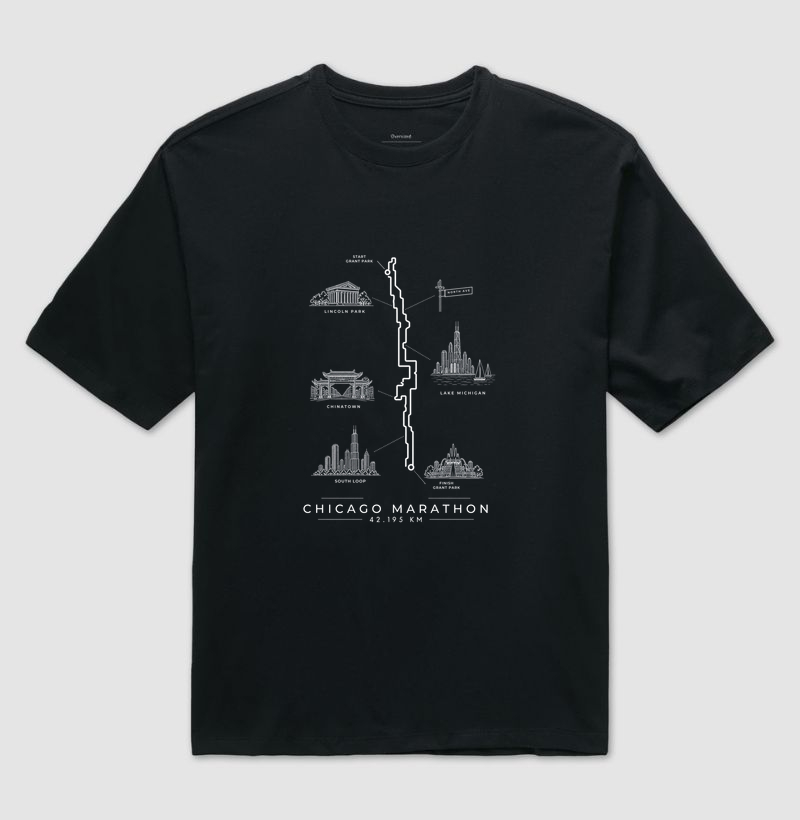 Camiseta Oversized Maratona - Percurso Maratona de Chicago - Imagem 2