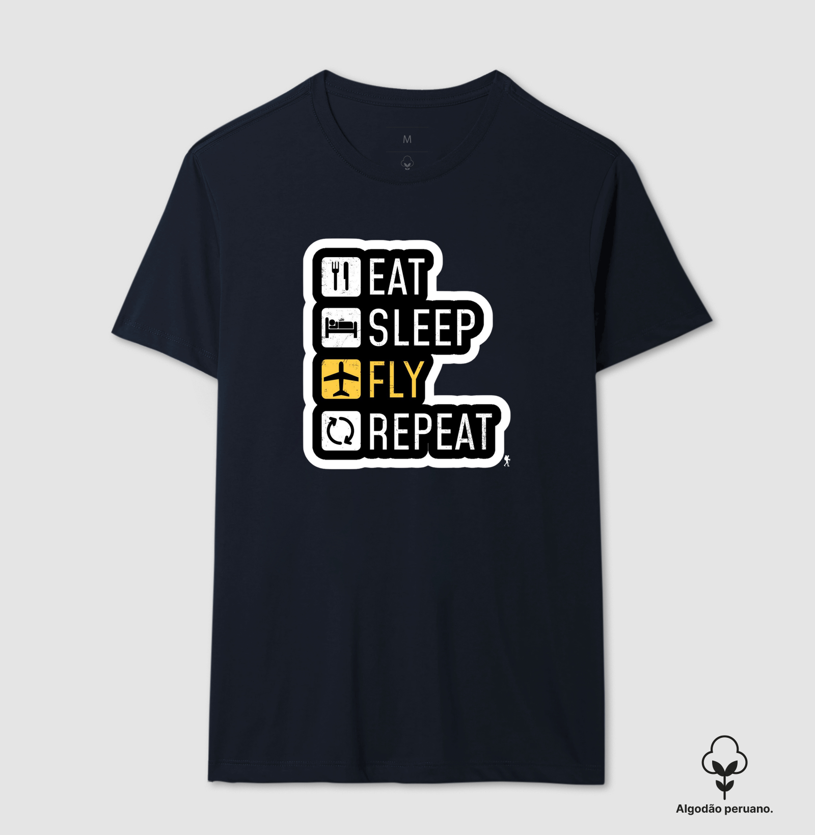Camiseta Eat Sleep Fly Repeat | Rotina do Viajante Viciado | Colecao Viciados em Viagem - Imagem 6
