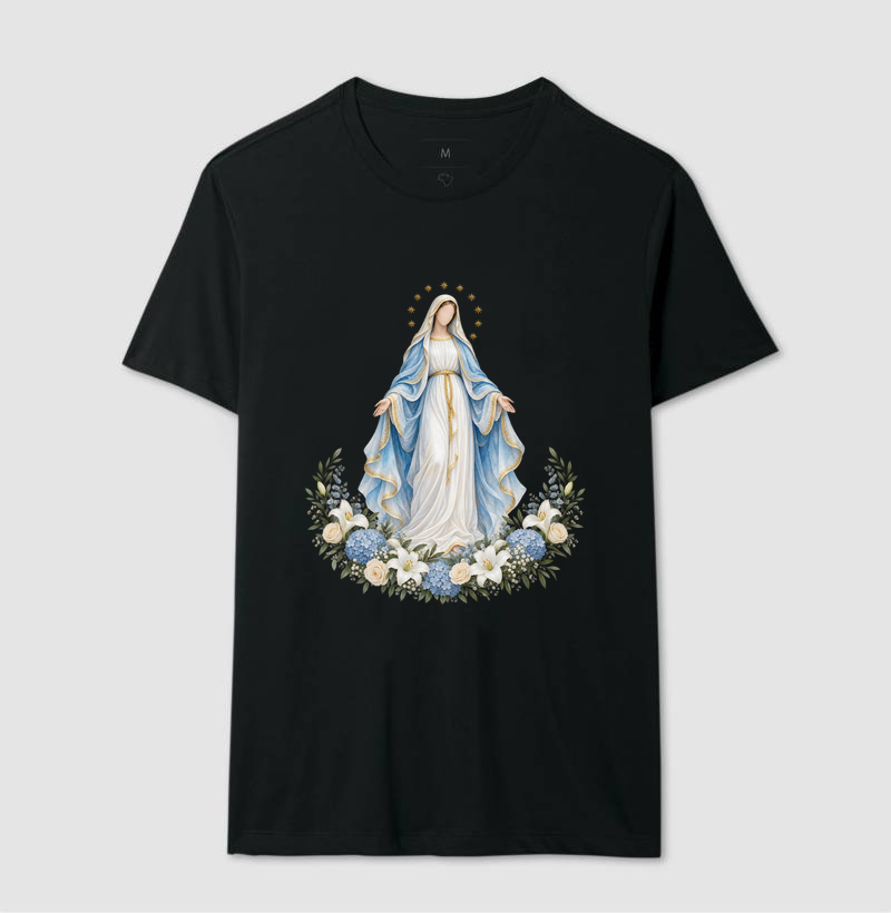 Nossa Senhora das Graças — Lírica Celeste com Coroa de Estrelas e Hortênsias - Imagem 2