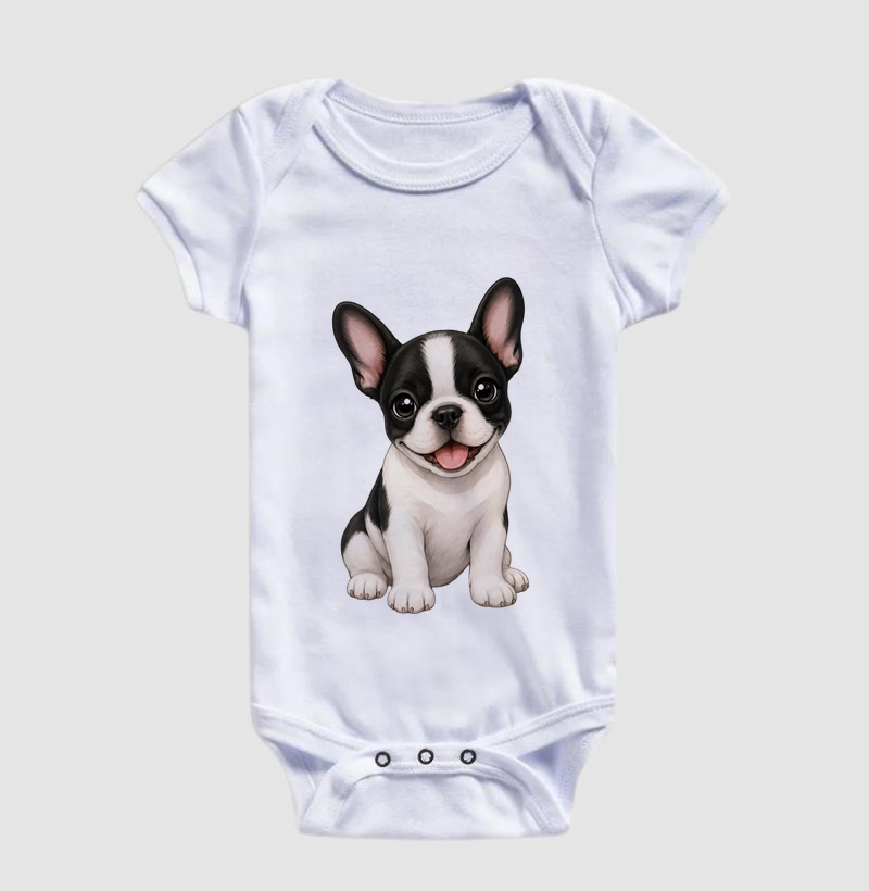Bulldog (Buldogue) Francês Preto e Branco - Desenho Animado - Imagem 3
