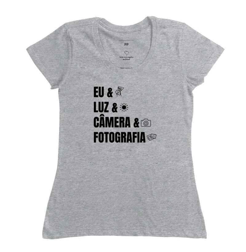 Camiseta eu, luz, câmera e fotografia - Imagem 8