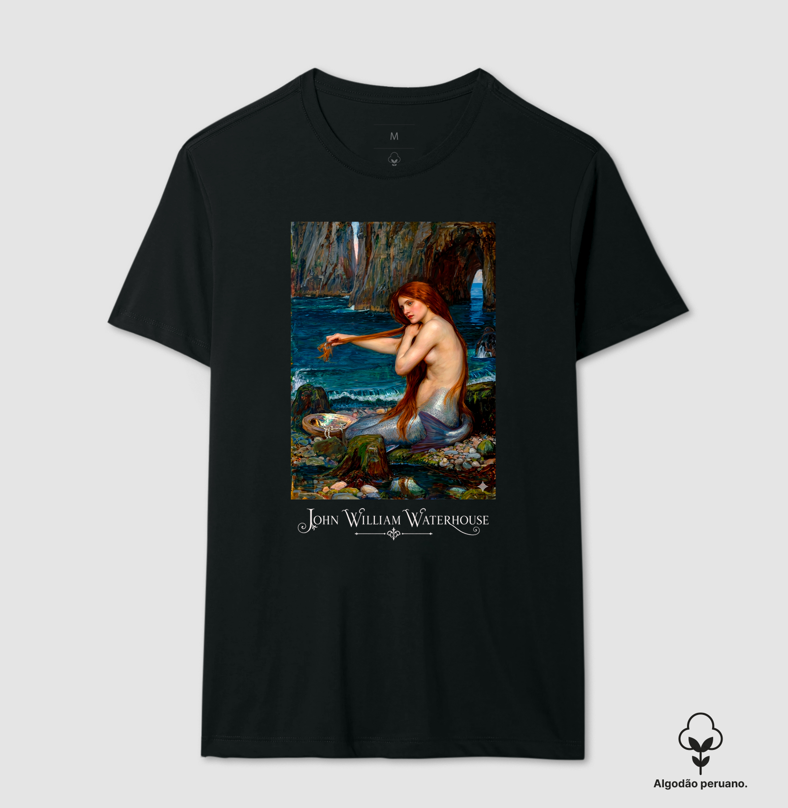 Camiseta em Algodão Peruano Mitologia Grega Sereia Waterhouse - Imagem 2