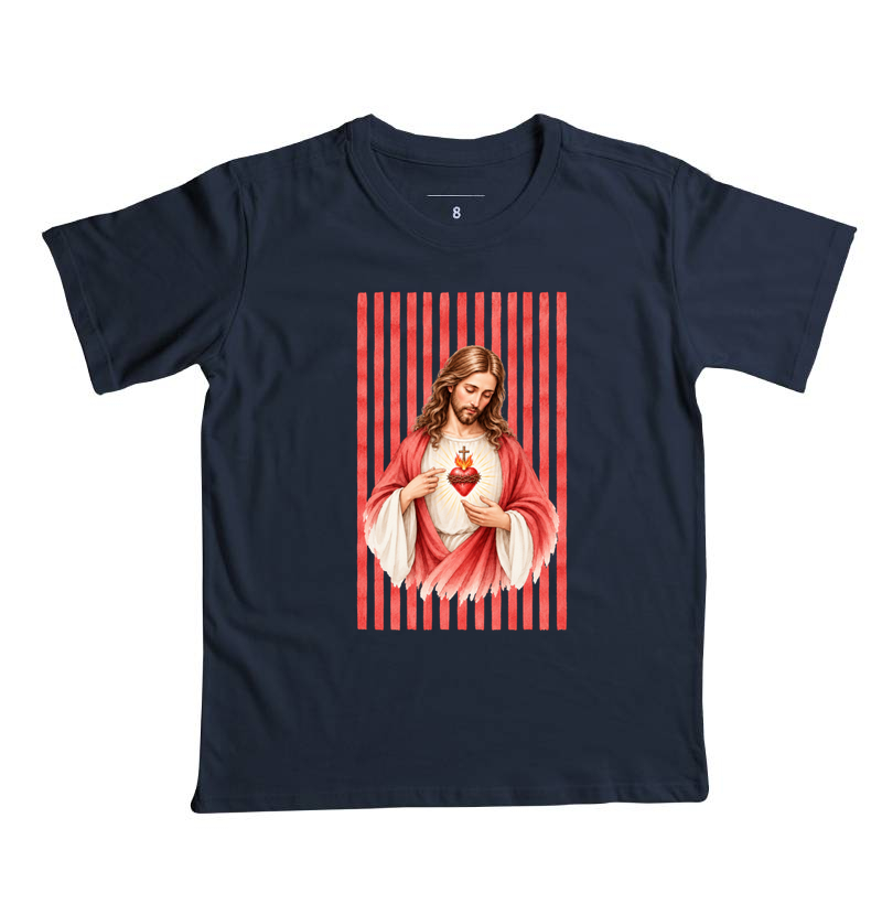 Camiseta Infantil Sagrado Coração de Jesus listras - Imagem 4