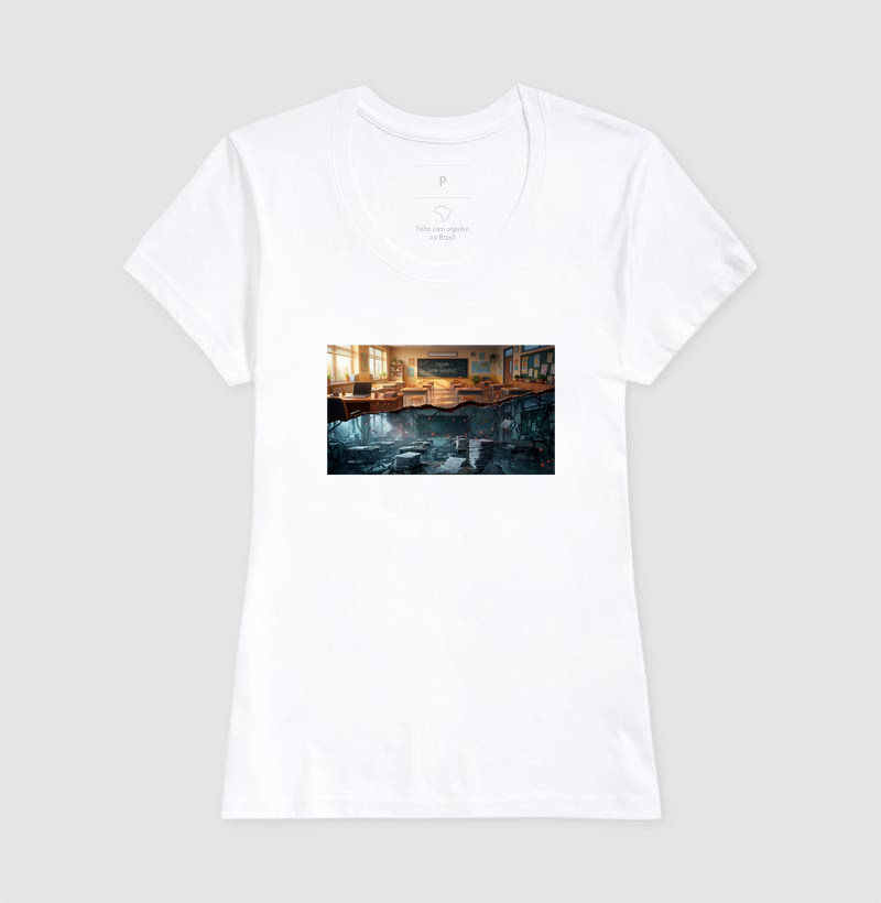 Camiseta Unissex Algodão Sala de Aula Mundo Invertido - Imagem 5